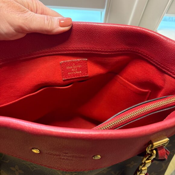 Louis Vuitton Brown and Red Monogram Tote - Picture 6 of 16